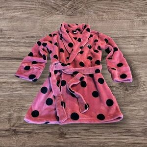 Victoria’s Secret Pink Plush Polka Dot Robe Knee Length Size Medium/ Large